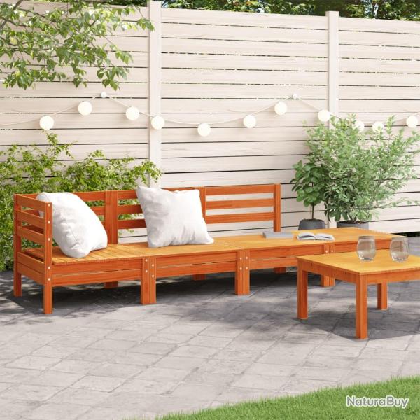 Canap� de 4 places cire marron bois de pin massif
