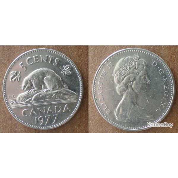Canada 5 Cents 1977 Piece Dollar Dollars Animal Cent