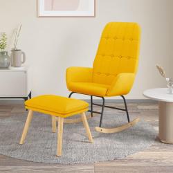 Chaise &agrave; bascule avec repose-pied Jaune moutarde Tissu