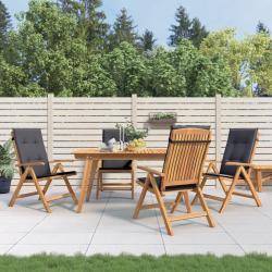 Chaises de inclinables lot de 4 et coussins bois teck
