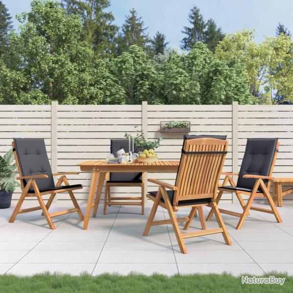 Chaises de inclinables lot de 4 et coussins bois teck