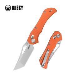 Couteau Kubey Tantorian Lame Acier 14C28N Manche G10 Orange Crossbar Lock KUB433B