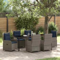 Ensemble de salle &agrave; manger pour 7 pcs Gris Poly rotin