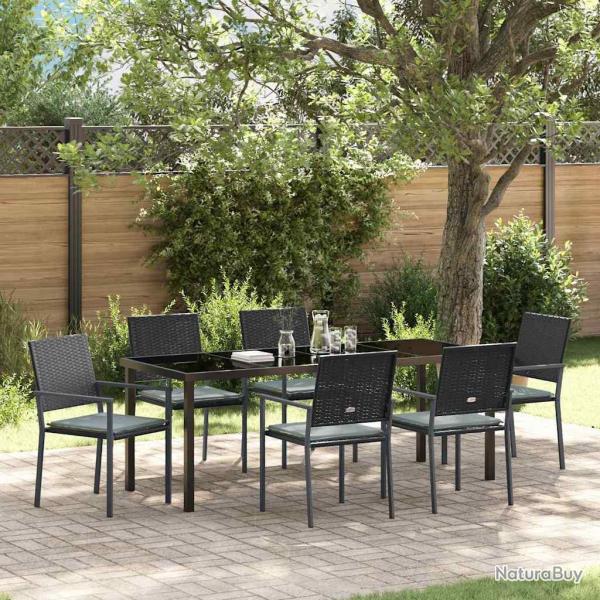 Ensemble de salle � manger pour 7 pcs Noir et Gris Clair