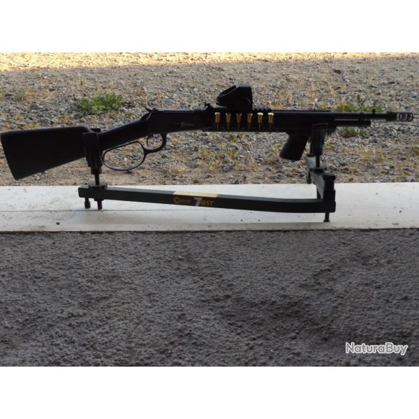 Carabine Citadel LEVTAC black 44mag avec point rouge/vert,porte munition et frein de bouche.