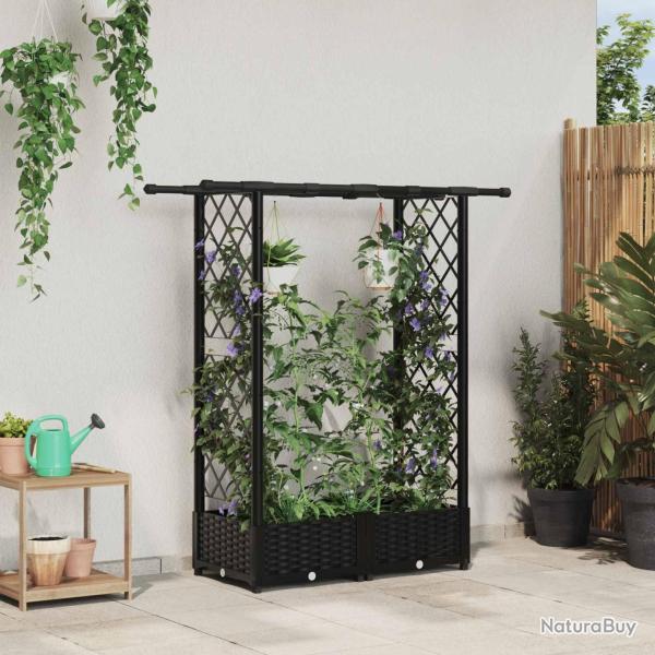 Lit �lev� avec Treillis et Toit Noir 122,5 x 40 x 121 cm PP