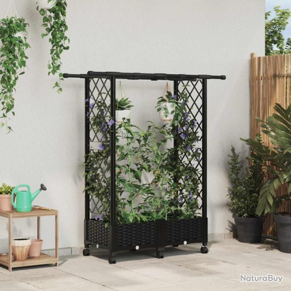 Lit �lev� avec Treillis et Toit Noir 122,5 x 40 x 127 cm PP