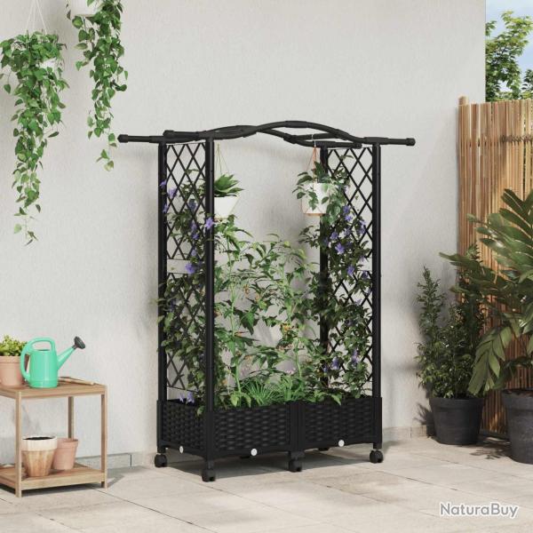 Lit �lev� avec Treillis et Toit Noir 124 x 40 x 129 cm PP