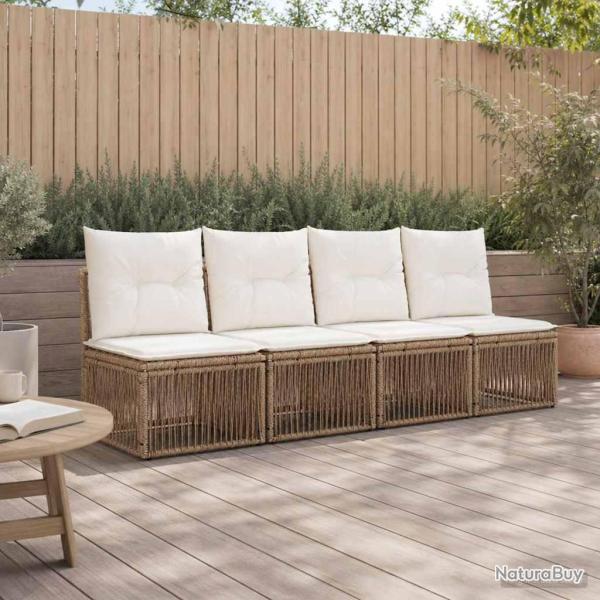 Canap� 4 places 4 pcs 4-Nombre de places Beige polyrotin