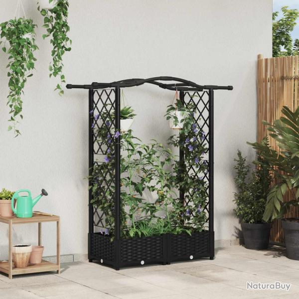 Lit �lev� avec Treillis et Toit Noir 124 x 40 x 123 cm PP