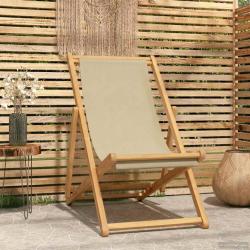 Chaise de plage Beige Bois de teck massif