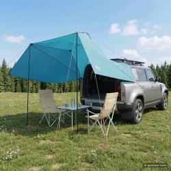 Tente de voiture avec toit Bleu 350 x 250 cm Polyester et Acier