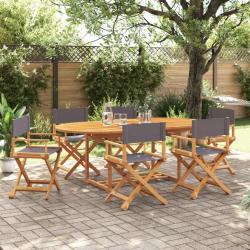 Chaises pliables de jardin lot de 6 gris fonc&eacute; tissu