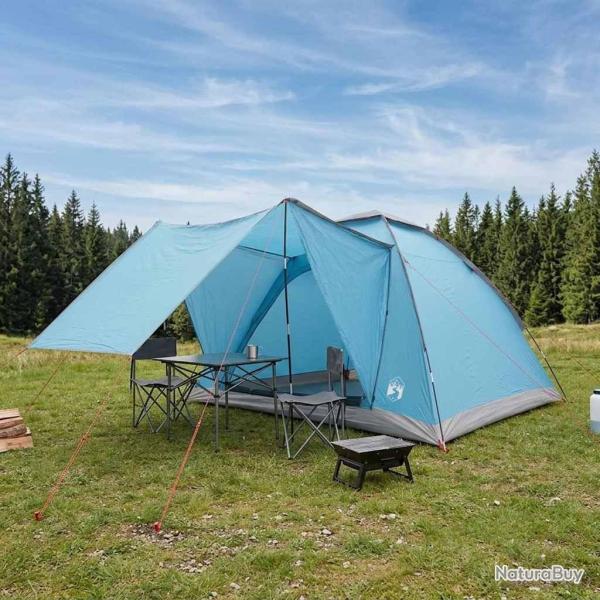 Tente de camping avec toit Bleu 4 personnes Polyester et Acier