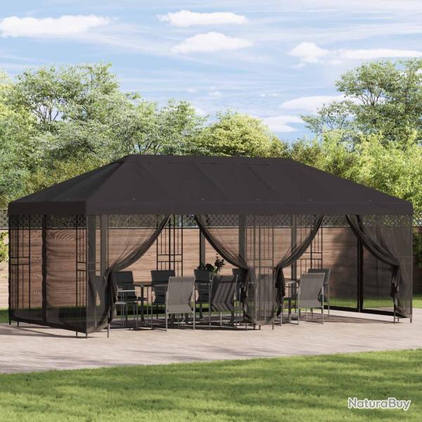Gazebo avec murs lat�raux 6 x 3 m Anthracite Polyester et Acier
