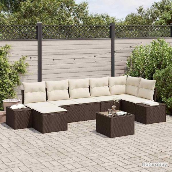 Ensemble de canap� de jardin 8 pcs Marron polyrotin