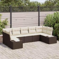 Ensemble de canap&eacute; de jardin 7 pcs Marron polyrotin