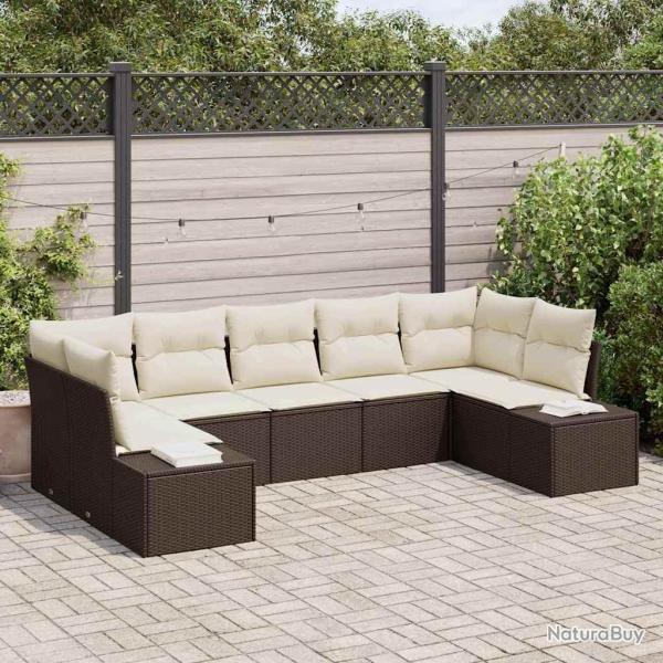 Ensemble de canap� de jardin 7 pcs Marron polyrotin