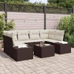 Ensemble de canap&eacute; de jardin 7 pcs Marron polyrotin