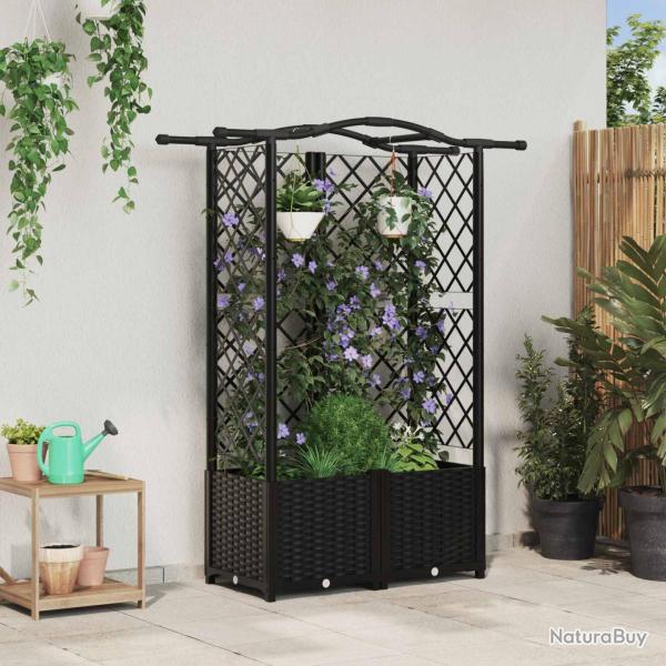 Lit �lev� avec Treillis et Toit Noir 122 x 40 x 138 cm PP