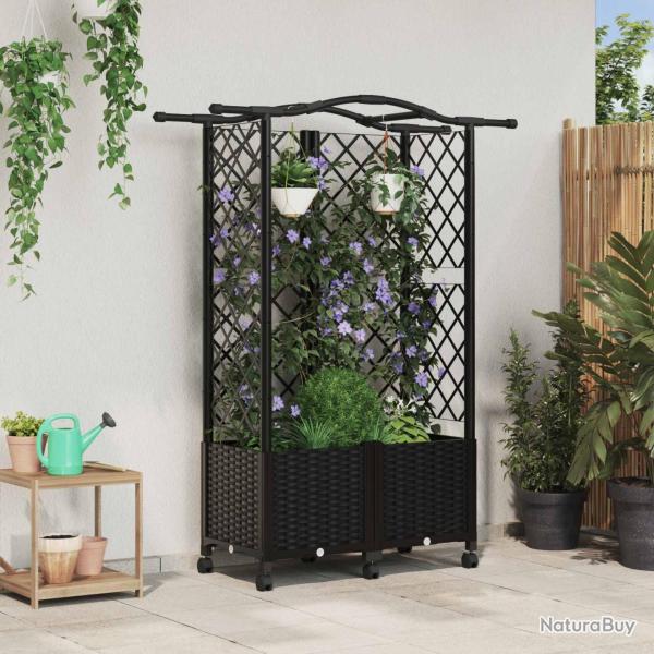 Lit �lev� avec Treillis et Toit Noir 122 x 40 x 144 cm PP