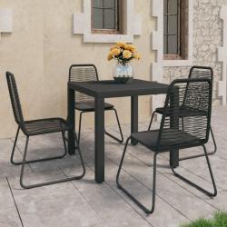 Ensemble &agrave; manger de jardin 5 pcs PVC r&eacute;sine tress&eacute;e noir