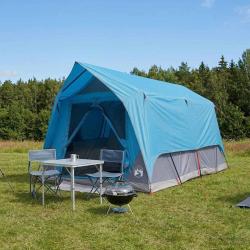 Tente tunnel avec toit Bleu 8 personnes Polyester et Acier