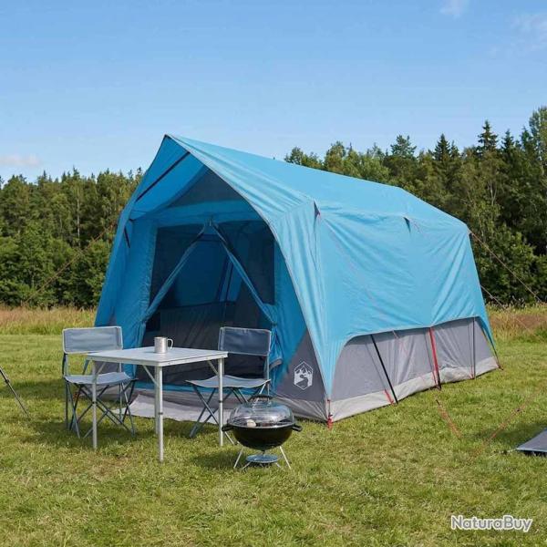 Tente tunnel avec toit Bleu 8 personnes Polyester et Acier