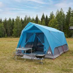 Tente tunnel avec toit Bleu 10 personnes Polyester et Acier