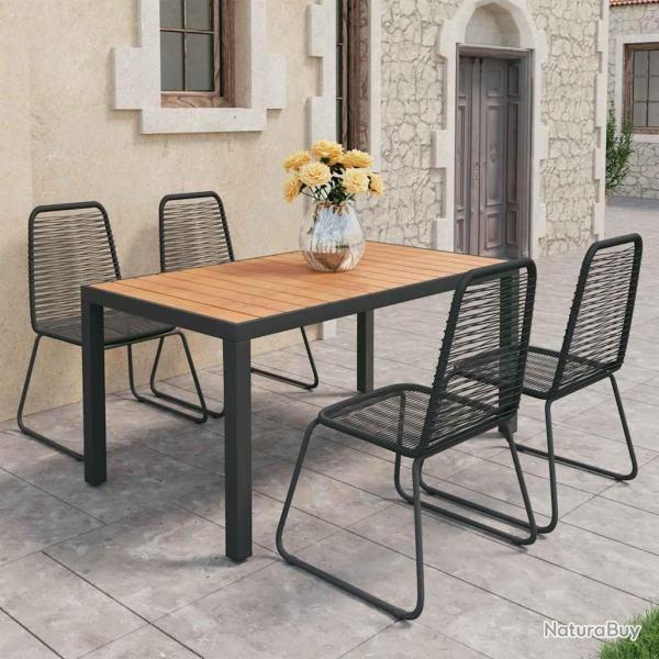 Ensemble � manger de jardin 5pcs PVC r�sine tress�e noir marron
