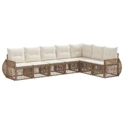 Ensemble de canap&eacute; de jardin 7 pcs Beige et blanc cr&egrave;me