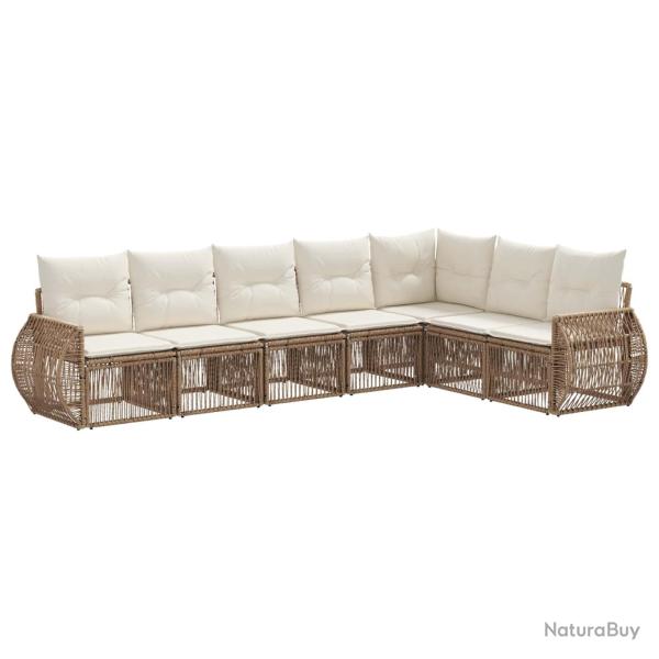 Ensemble de canap� de jardin 7 pcs Beige et blanc cr�me