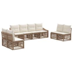 Ensemble de canap&eacute; de jardin 8 pcs Beige polyrotin