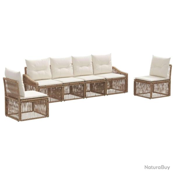 Ensemble de canap� de jardin 6 pcs Beige polyrotin