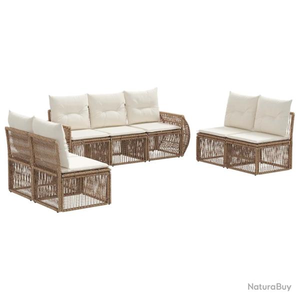 Ensemble de canap� de jardin 7 pcs Beige et blanc cr�me