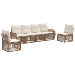Ensemble de canap&eacute; de jardin 6 pcs Beige et blanc cr&egrave;me