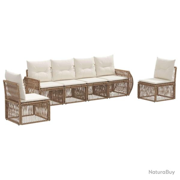 Ensemble de canap� de jardin 6 pcs Beige et blanc cr�me