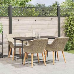 Ensemble de salle &agrave; manger pour jardin 5 pcs Beige polyrotin