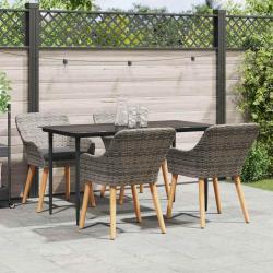 Ensemble de salle &agrave; manger pour jardin 5 pcs Gris polyrotin