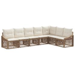 Ensemble de canap&eacute; de jardin 7 pcs Beige polyrotin