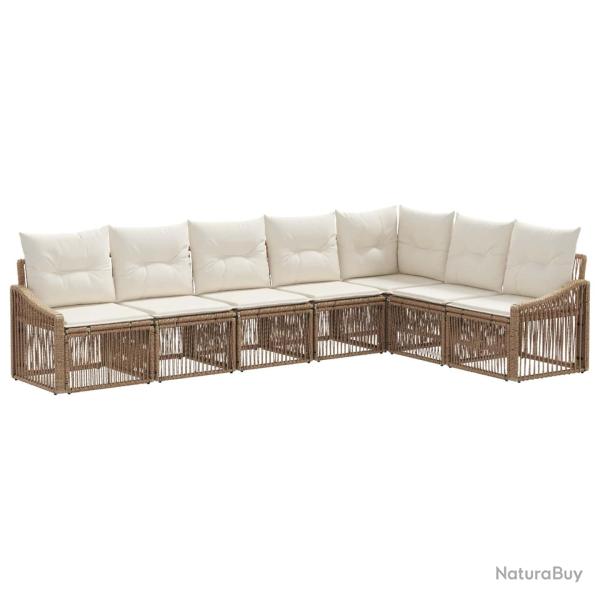 Ensemble de canap� de jardin 7 pcs Beige polyrotin