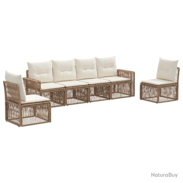 Ensemble de canap� de jardin 6 pcs Beige et blanc cr�me