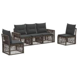 Ensemble de canap&eacute; de jardin 5 pcs Gris et Gris fonc&eacute; polyrotin