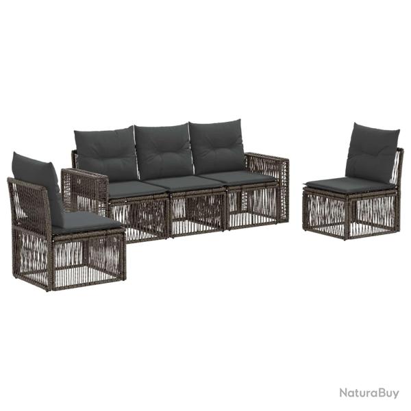 Ensemble de canap� de jardin 5 pcs Gris et Gris fonc� polyrotin