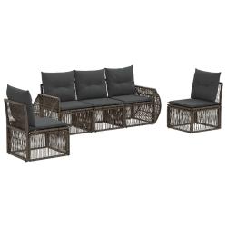 Ensemble de canap&eacute; de jardin 5 pcs Gris et Gris fonc&eacute; polyrotin