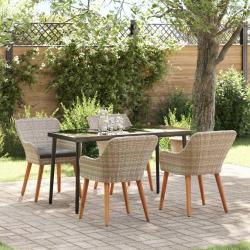 Ensemble de salle &agrave; manger pour jardin 5 pcs Gris clair