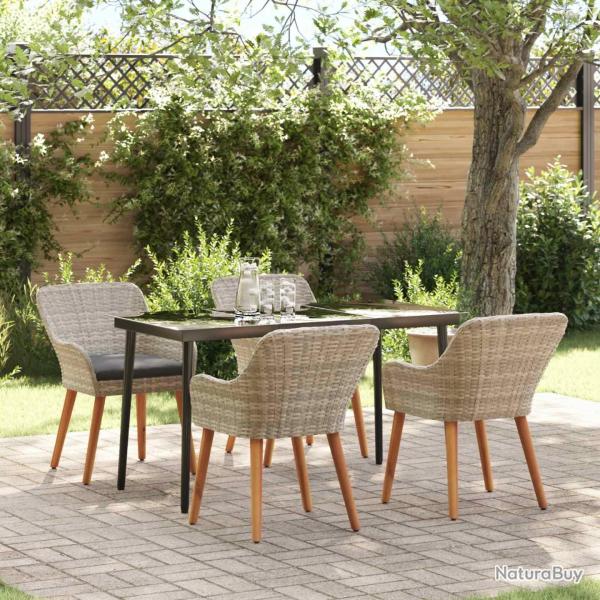 Ensemble de salle � manger pour jardin 5 pcs Gris clair