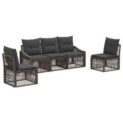 Ensemble de canap&eacute; de jardin 5 pcs Gris polyrotin