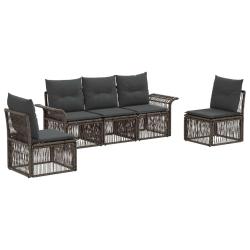 Ensemble de canap&eacute; de jardin 5 pcs Gris polyrotin