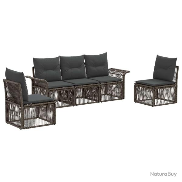 Ensemble de canap� de jardin 5 pcs Gris polyrotin